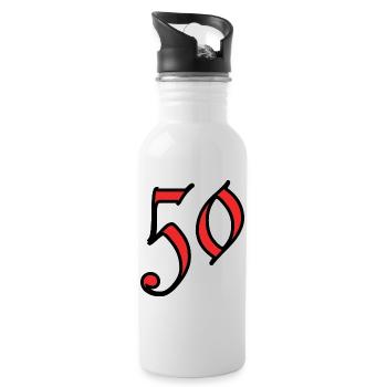 50. 50 YEARS. 50th ANNIVERSARY. 50 YEARS ANNIVERSARY. - Water bottle with straw - white - Right
