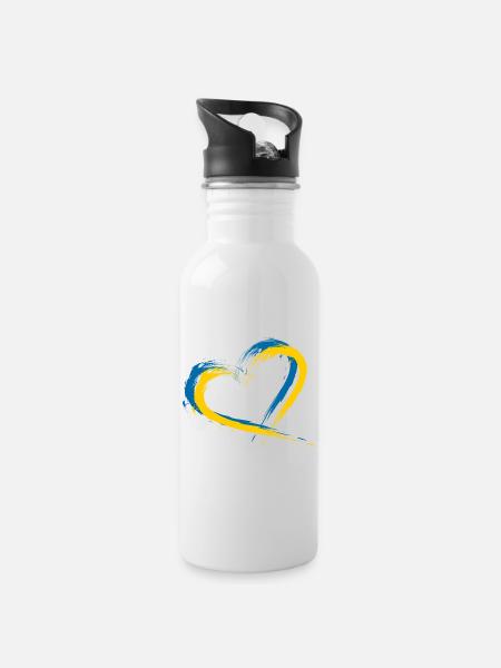 Herz Bürste Flagge Schweden Fahne Design Vektor - Trinkflasche mit integriertem Trinkhalm - Weiß