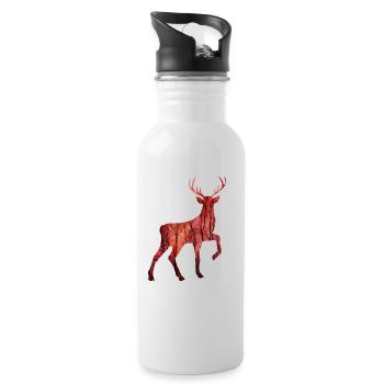 Hirsch - Trinkflasche mit integriertem Trinkhalm - Weiß - Rechts