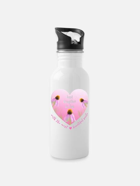 best daugther in law - Trinkflasche mit integriertem Trinkhalm - Weiß