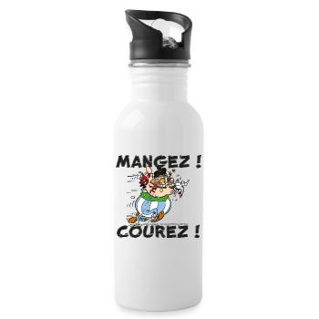 Obelix – Iss! Lauf! - Trinkflasche mit integriertem Trinkhalm - Weiß - Rechts