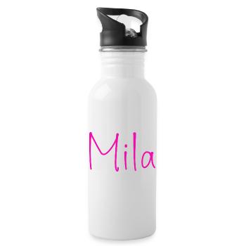 Mila Neon Script - Trinkflasche mit integriertem Trinkhalm - Weiß - Rechts