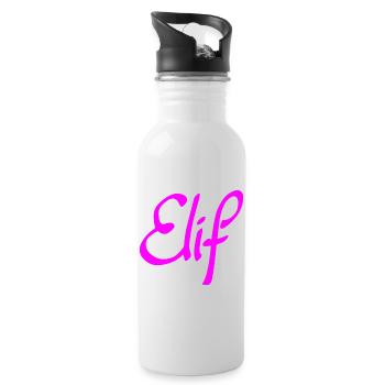 Neon Elif Schriftzug - Trinkflasche mit integriertem Trinkhalm - Weiß - Rechts