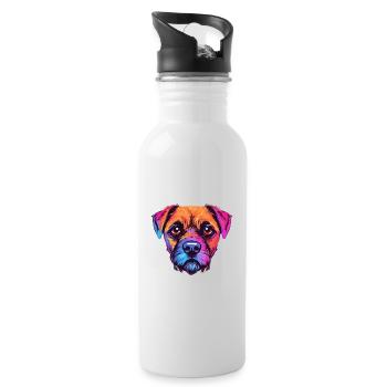 Border Terrier Hunderasse Aquarell Karikatur Kawaii - Trinkflasche mit integriertem Trinkhalm - Weiß - Rechts