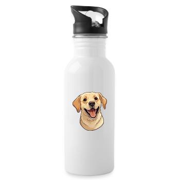 Labrador Retriever Hund Rasse Aquarell Karikatur Ka - Trinkflasche mit integriertem Trinkhalm - Weiß - Rechts