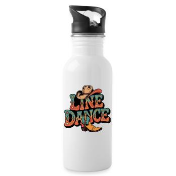 Line Dance mein Hobby - meine Passion - mein Ding - Trinkflasche mit integriertem Trinkhalm - Weiß - Rechts