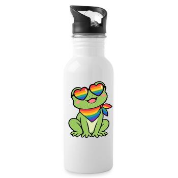 Regenbogenfroschherz-Sonnenbrille - Trinkflasche mit integriertem Trinkhalm - Weiß - Rechts