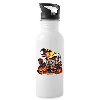 Giraffen- und Koala-Halloween-Skelette - Trinkflasche mit integriertem Trinkhalm - Weiß - Rechts