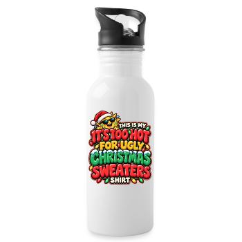 Zu Heiß Für Ugly Christmas Shirts - Trinkflasche mit integriertem Trinkhalm - Weiß - Rechts