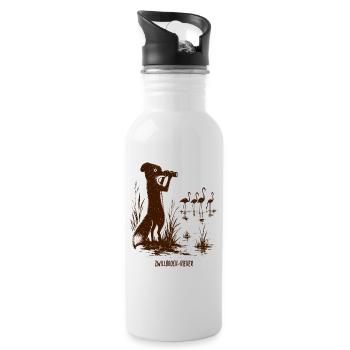 Zwillbrock-Kieker Fuchs Flamingo - Trinkflasche mit integriertem Trinkhalm - Weiß - Rechts