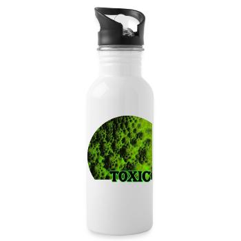 Toxisches, dunkles Romanesco - Trinkflasche mit integriertem Trinkhalm - Weiß - Rechts