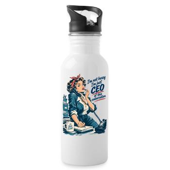 Retro Chefin: CEO of this conversation - Trinkflasche mit integriertem Trinkhalm - Weiß - Rechts