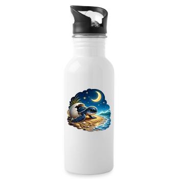 Kleine Schildkröte Baby Meer Strand Kinder T-Shirt - Trinkflasche mit integriertem Trinkhalm - Weiß - Rechts