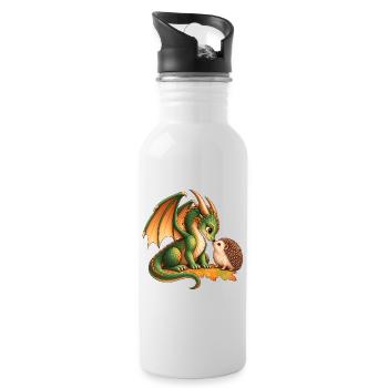 Drache & Igel – Niedlicher Nasenstups im Herbst - Trinkflasche mit integriertem Trinkhalm - Weiß - Rechts