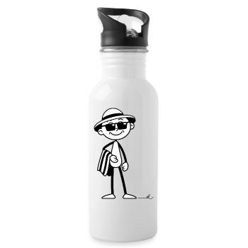 Strichel im Urlaubsmodus: Strand & Sonne warten! - Trinkflasche mit integriertem Trinkhalm - Weiß - Rechts