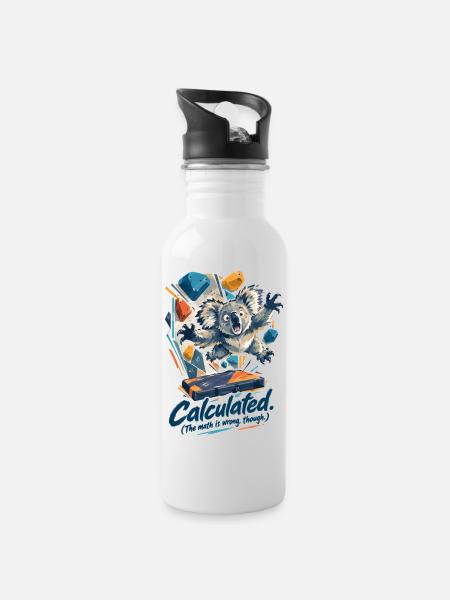 Koala Dyno: Calculated (The math is wrong though) - Trinkflasche mit integriertem Trinkhalm - Weiß