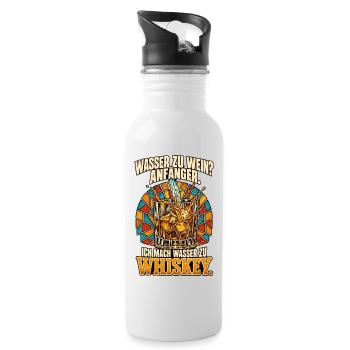 Wasser zu Whiskey Anfänger - Trinkflasche mit integriertem Trinkhalm - Weiß - Rechts