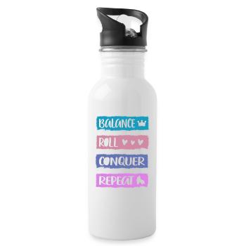 Rollerskater Party Balance Roll Conquer Gift Idea - Trinkflasche mit integriertem Trinkhalm - Weiß - Rechts