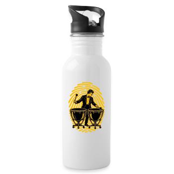 Pauke Pauker Im Fingerabdruck Percussion - Trinkflasche mit integriertem Trinkhalm - Weiß - Rechts