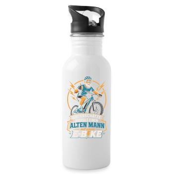 E-Bike Spruch alter Mann Geschenk - Trinkflasche mit integriertem Trinkhalm - Weiß - Rechts