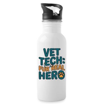 Fur Real Hero – Hunderettungsabzeichen - Trinkflasche mit integriertem Trinkhalm - Weiß - Rechts