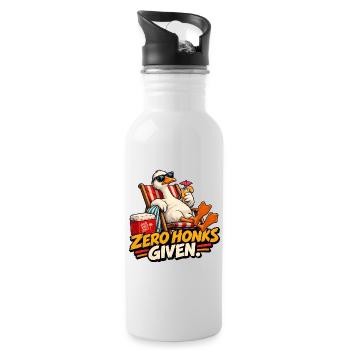 Cheeky Goose – Ich habe irgendwo alles! Retro-Stil - Trinkflasche mit integriertem Trinkhalm - Weiß - Rechts