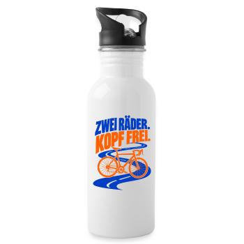 Zwei Räder. Kopf frei. – Fahrrad - Trinkflasche mit integriertem Trinkhalm - Weiß - Rechts