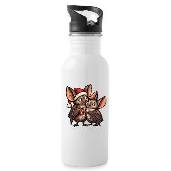 Weihnachtsfledermäuse mit Weihnachtsgeschenk - Trinkflasche mit integriertem Trinkhalm - Weiß - Rechts