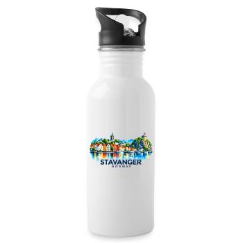 Stavanger - Norway - Norge - Norwegen - Skandinavi - Trinkflasche mit integriertem Trinkhalm - Weiß - Rechts