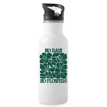 No Rain No Flowers – Retro Blumen Boho Motivation - Trinkflasche mit integriertem Trinkhalm - Weiß - Rechts