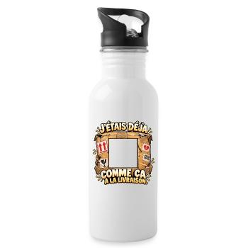 So war ich schon bei der Lieferung – Persönliches Foto - Trinkflasche mit integriertem Trinkhalm - Weiß - Rechts