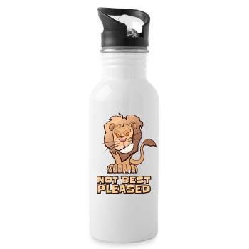 Löwe ist nicht besonders zufrieden - Trinkflasche mit integriertem Trinkhalm - Weiß - Rechts