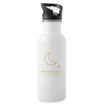 Nachtpflegeassistent – wache über die Welt - Trinkflasche mit integriertem Trinkhalm - Weiß - Rechts