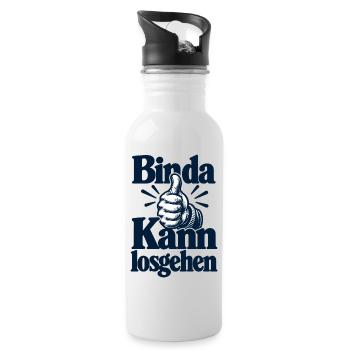 Bin da - Kann losgehen - Cooler Spruch - Trinkflasche mit integriertem Trinkhalm - Weiß - Rechts