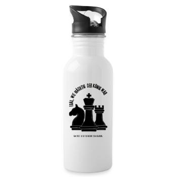 Schach Spruch – Egal wie mächtig der König war - Trinkflasche mit integriertem Trinkhalm - Weiß - Rechts