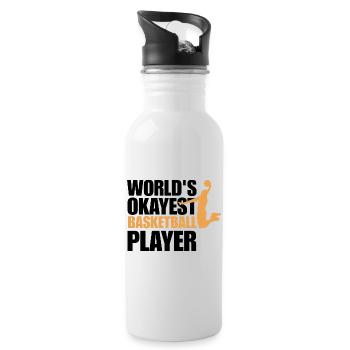 Lustiges Basketballspieler-Geschenk für Basketballspieler - Trinkflasche mit integriertem Trinkhalm - Weiß - Rechts