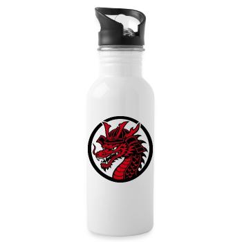 Samurai-Drache – Traditioneller japanischer Krieger - Trinkflasche mit integriertem Trinkhalm - Weiß - Rechts