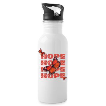 Hope Hoffnung Schmetterlinge Vintage Motiv - Trinkflasche mit integriertem Trinkhalm - Weiß - Rechts