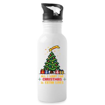 All I want for Christmas - Gamer - Trinkflasche mit integriertem Trinkhalm - Weiß - Rechts
