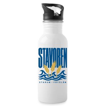 Stavoren Starum Friesland Weizen und Wellen - Trinkflasche mit integriertem Trinkhalm - Weiß - Rechts