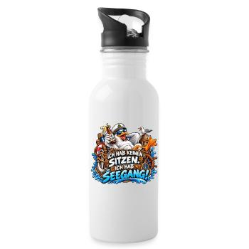 Ich hab Seegang Cartoon - Trinkflasche mit integriertem Trinkhalm - Weiß - Rechts