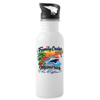 Familienkreuzfahrt 2027 Passende Familienurlaubsparty - Trinkflasche mit integriertem Trinkhalm - Weiß - Rechts
