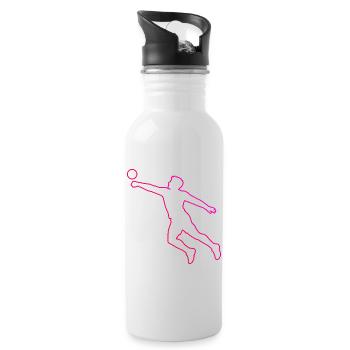 Geschenkidee für einen Faustball-Fan mit Teamspiel - Trinkflasche mit integriertem Trinkhalm - Weiß - Rechts