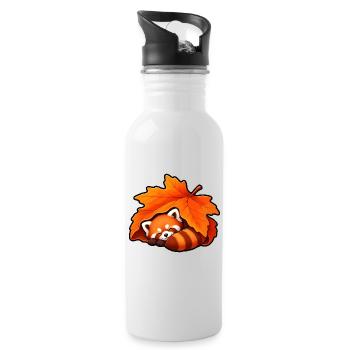 Roter Panda Ahornblatt Herbst Niedlich T-Shirt - Trinkflasche mit integriertem Trinkhalm - Weiß - Rechts
