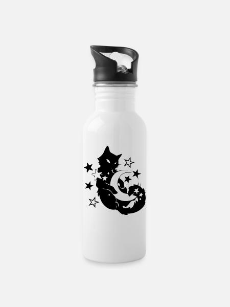 Cat cat - Trinkflasche mit integriertem Trinkhalm - Weiß