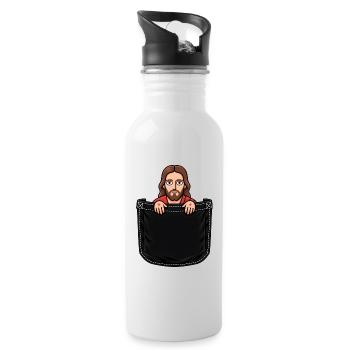 Jesus - Its my birthday - Trinkflasche mit integriertem Trinkhalm - Weiß - Rechts