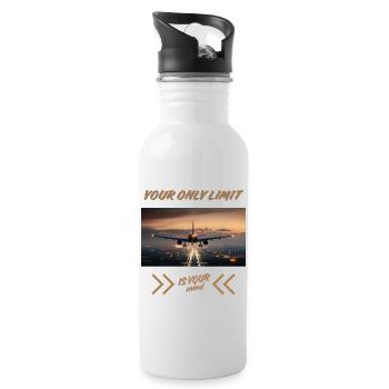 Your Only Limit Is Your Mind – Flugzeug Mindset - Trinkflasche mit integriertem Trinkhalm - Weiß - Rechts