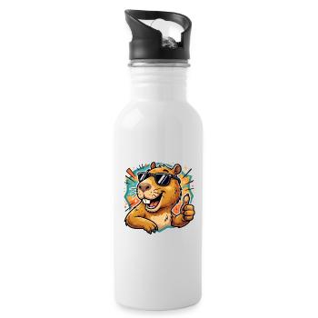 Cooles Capybara-Daumen-hoch süßes Tier-Meme-T-Shirt - Trinkflasche mit integriertem Trinkhalm - Weiß - Rechts