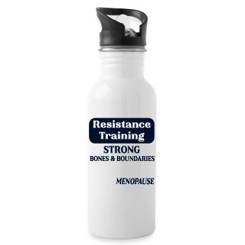 Menopause-Knochen, Widerstandstraining - Trinkflasche mit integriertem Trinkhalm - Weiß - Rechts