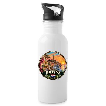 Rovinj Kroatien Hafen Stadt Sonnenuntergang Meer - Trinkflasche mit integriertem Trinkhalm - Weiß - Rechts